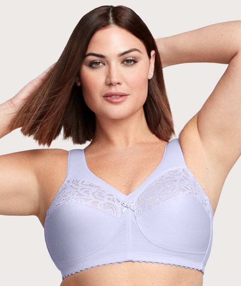 Women's Cotton Full Coverage Wirefree Non-padded Lace Plus Size Bra 50DDD