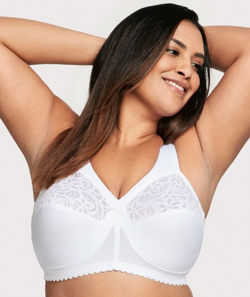 Glamorise MagicLift Cotton Wire-free Support Bra - White - Curvy Bras