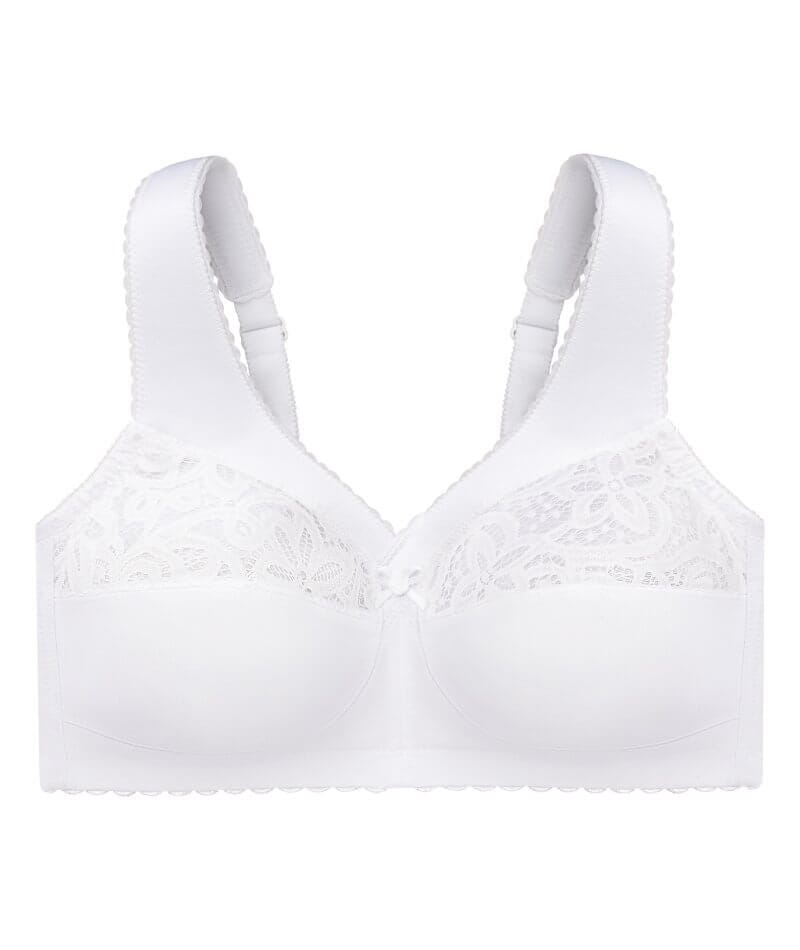 Glamorise MagicLift Seamless Wire-free Support T-Shirt Bra - White - Curvy  Bras