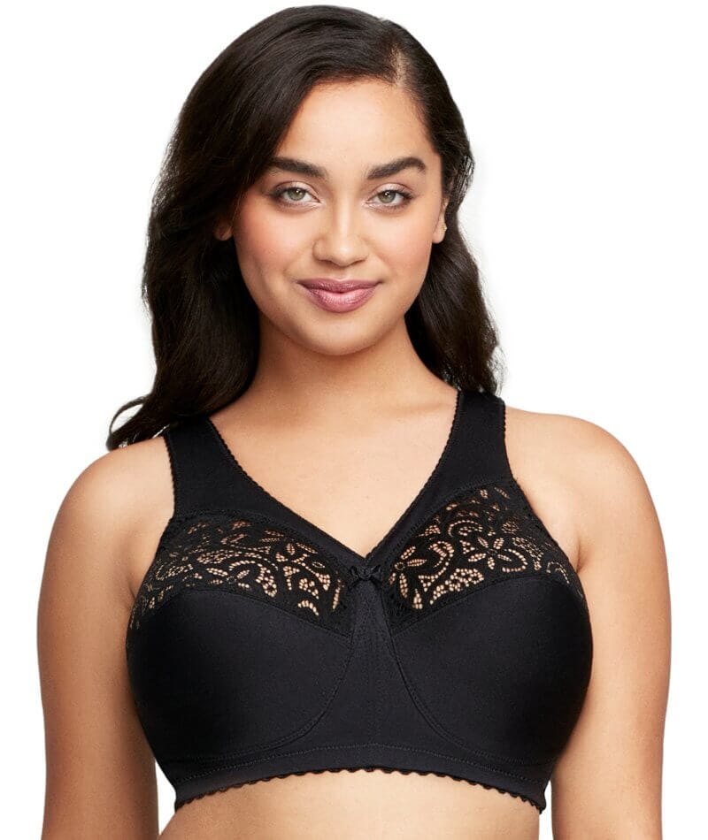 Glamorise MagicLift Cotton Support Wire-free Bra - Black Bras 