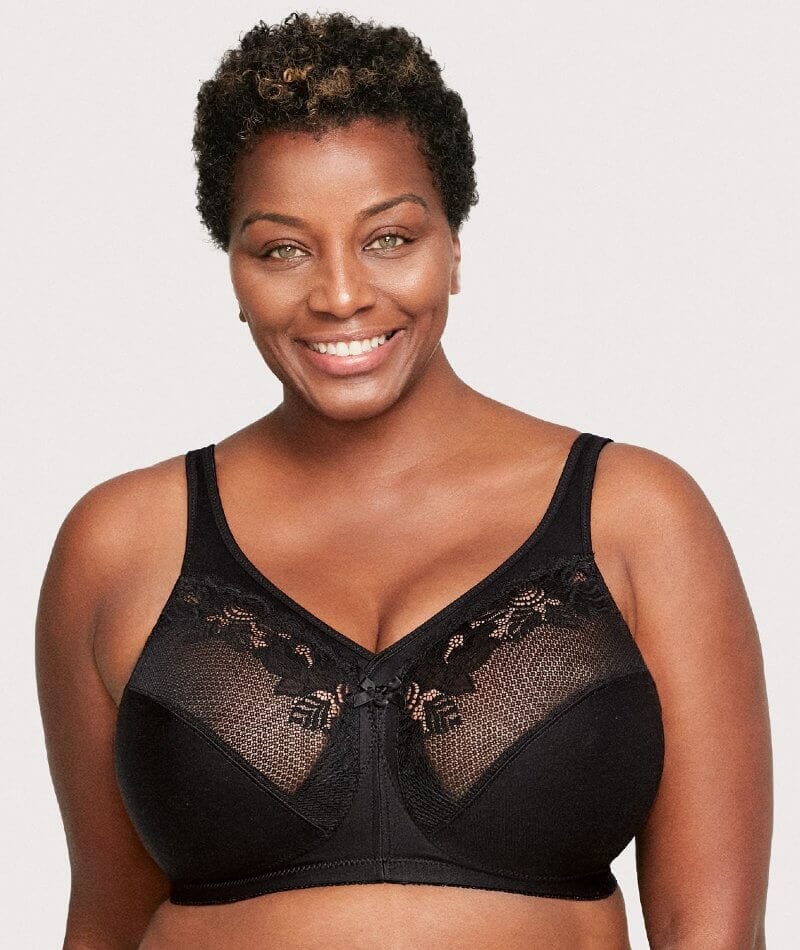 Glamorise MagicLift Wire-free Minimizer Bra - Black Bras 