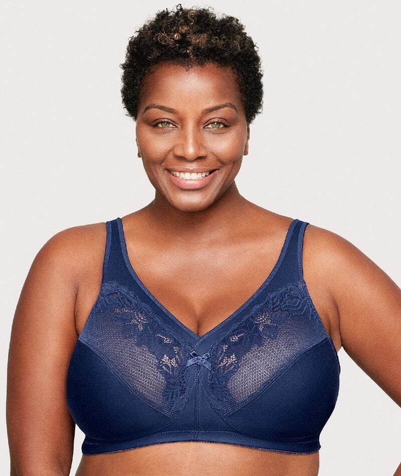 Glamorise MagicLift Wire-free Minimizer Bra - Blue - Curvy Bras