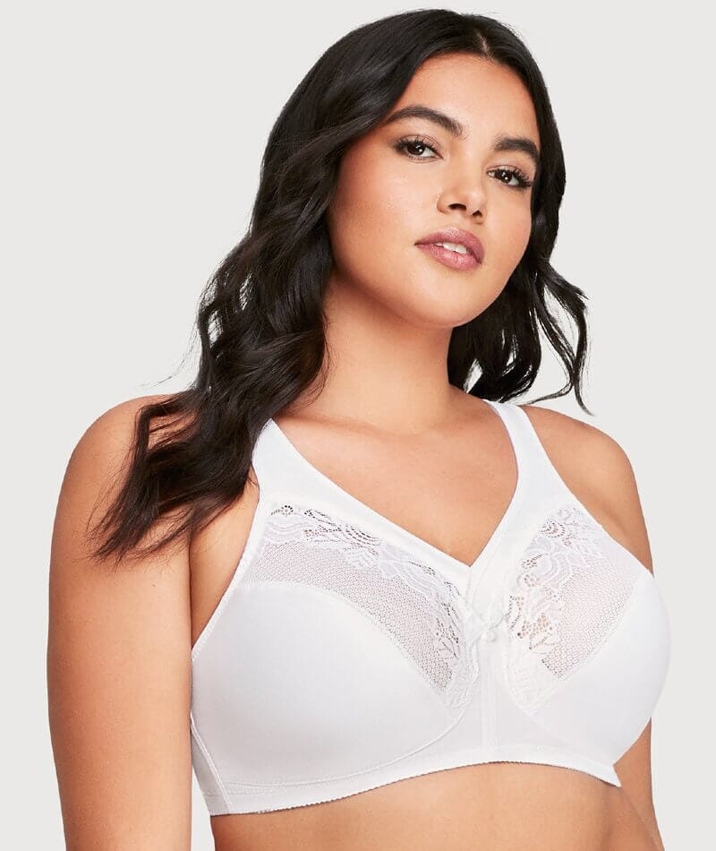 Glamorise MagicLift Wire-free Minimizer Bra - White - Curvy Bras