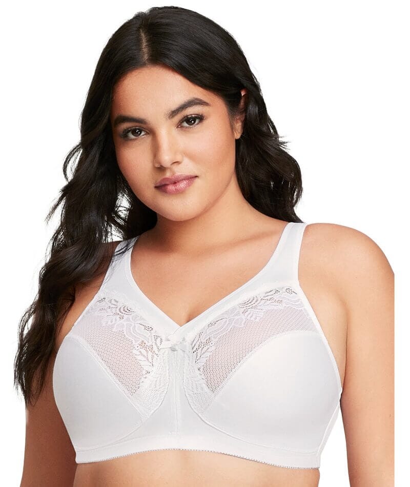 Glamorise MagicLift Wire-free Minimizer Bra - White Bras 