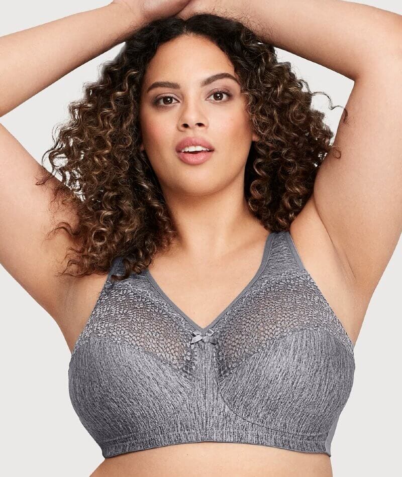Womens Glamorise Full Figure Plus Size Zip Up Front-Closure Wirefree Sports  Bras