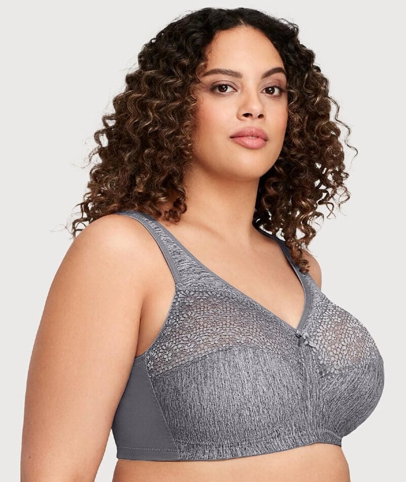 Glamorise MagicLift Moisture Control Wire-free Bra - Gray - Curvy Bras