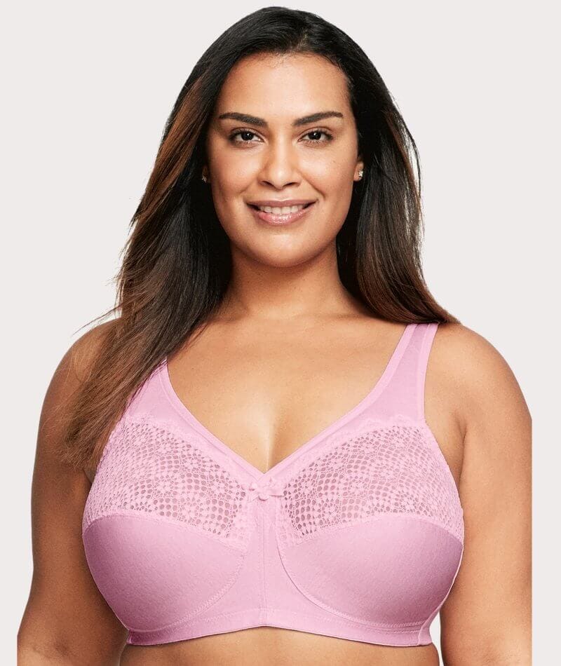 Glamorise MagicLift Moisture Wire-free Control Bra - Pink Heather Bras 