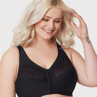 Glamorise MagicLift Natural Shape Front-Closure Wire-free Bra - Black