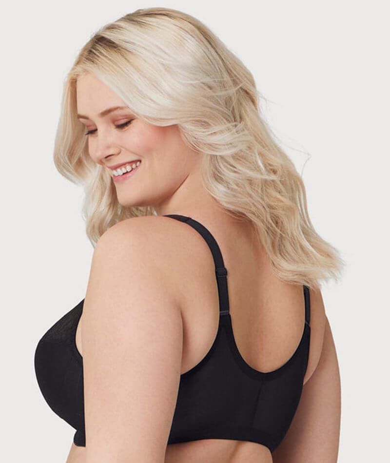 Glamorise MagicLift Cotton Support Wire-free Bra - Black - Curvy Bras