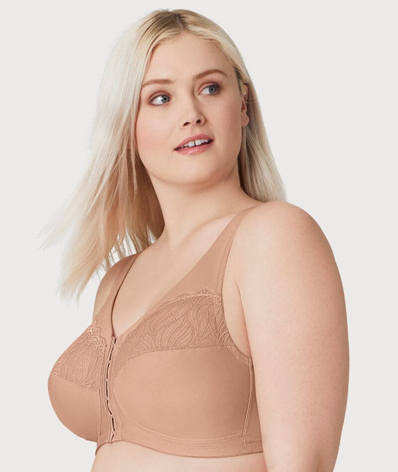 Glamorise MagicLift Natural Shape Front-Closure Wire-free Bra - Cappuc -  Curvy Bras