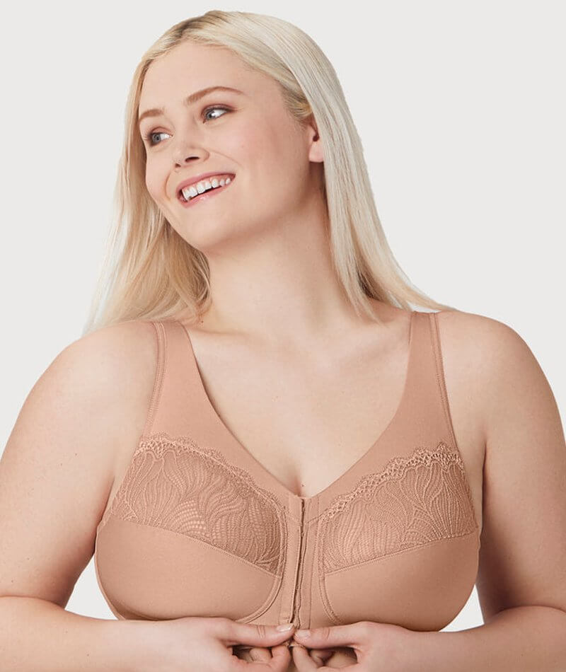 Glamorise MagicLift Natural Shape Front-Closure Wire-free Bra - Cappuc -  Curvy Bras