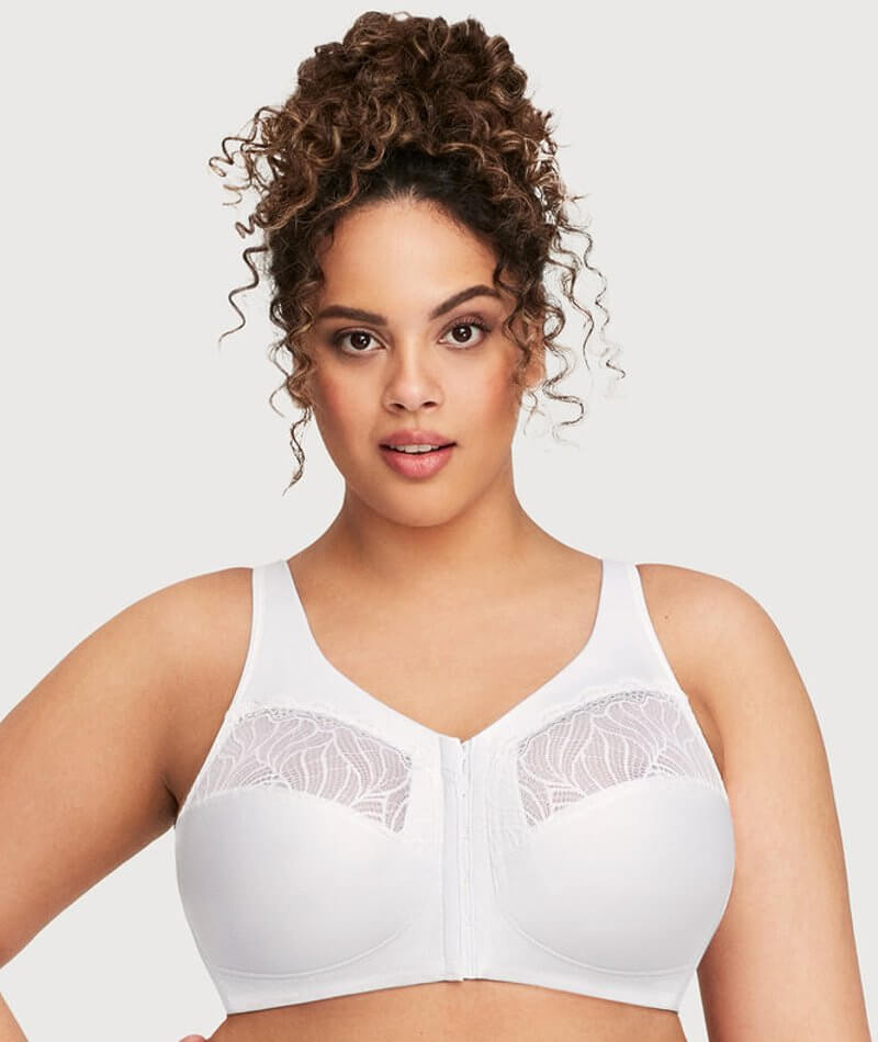 Glamorise MagicLift Natural Shape Front-Closure Wire-free Bra - White