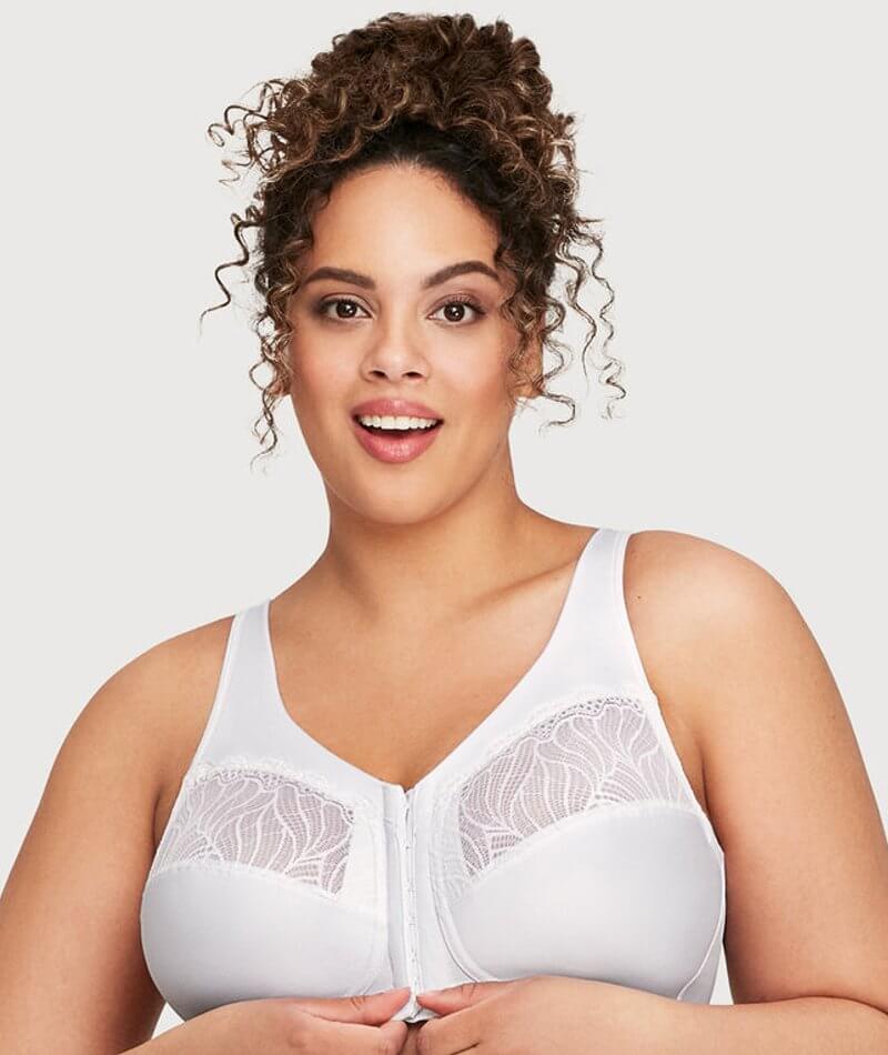 Glamorise MagicLift Natural Shape Front-Closure Wire-free Bra - White -  Curvy Bras