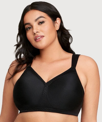 Glamorise MagicLift Seamless Wire-free Support T-Shirt Bra - Black Bras