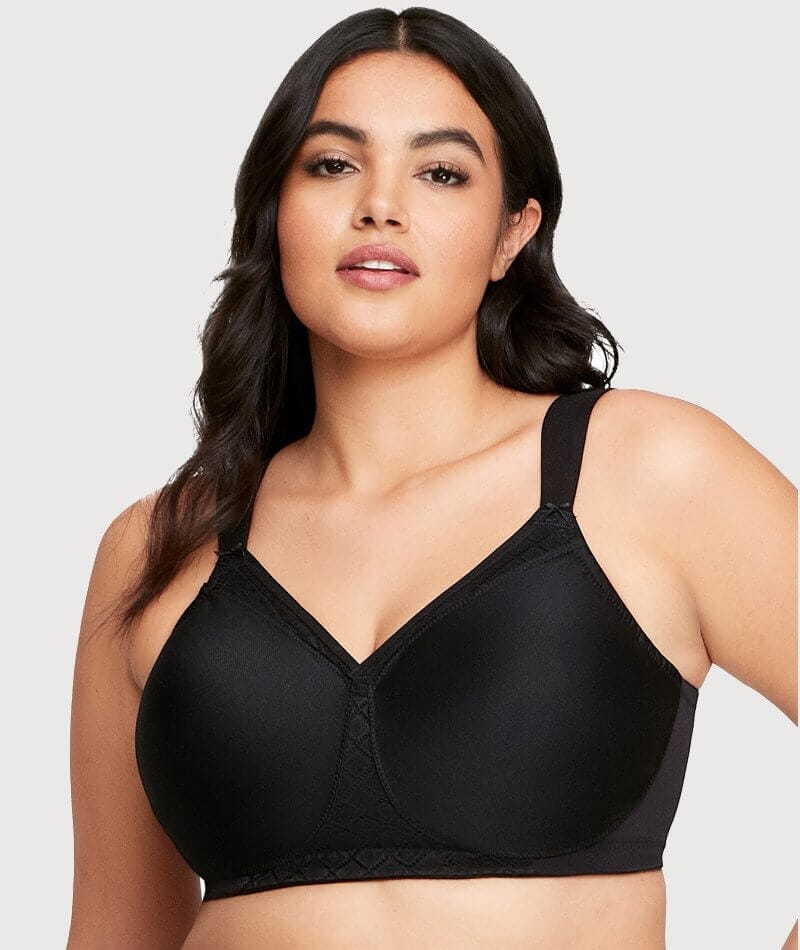Glamorise MagicLift Seamless Wire-free Support T-Shirt Bra - Black Bras