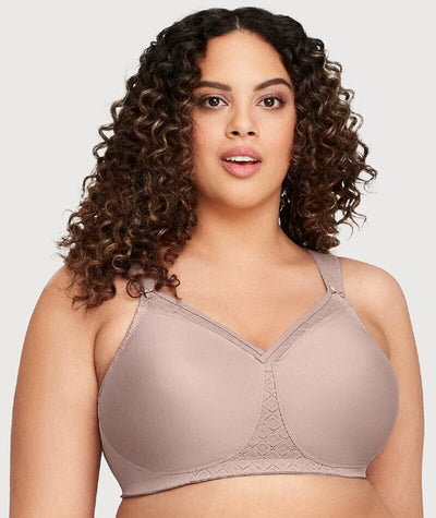 Glamorise MagicLift Seamless Wire-free Support T-Shirt Bra - Taupe - Curvy  Bras