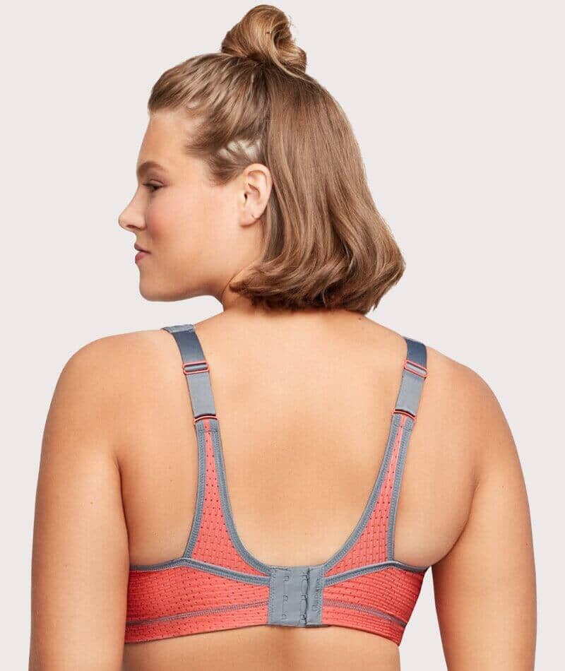 Glamorise No-Bounce Camisole Elite Sports Bra - Gray/Coral Bras 