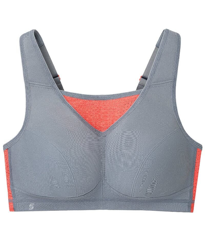Glamorise No-Bounce Camisole Elite Wire-free Sports Bra - Gray/Coral Bras