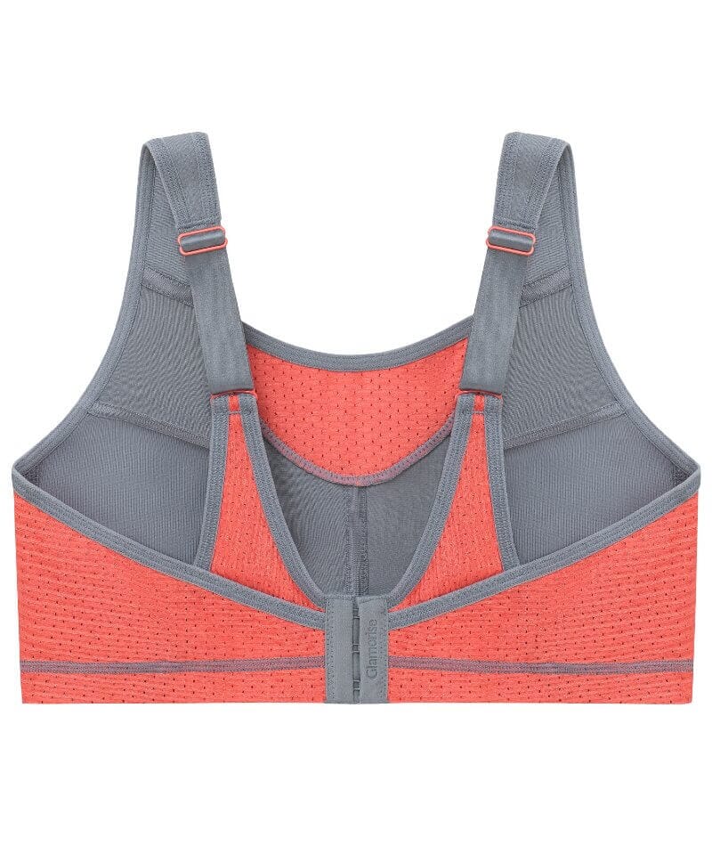 Glamorise No-Bounce Camisole Elite Wire-free Sports Bra - Gray/Coral Bras