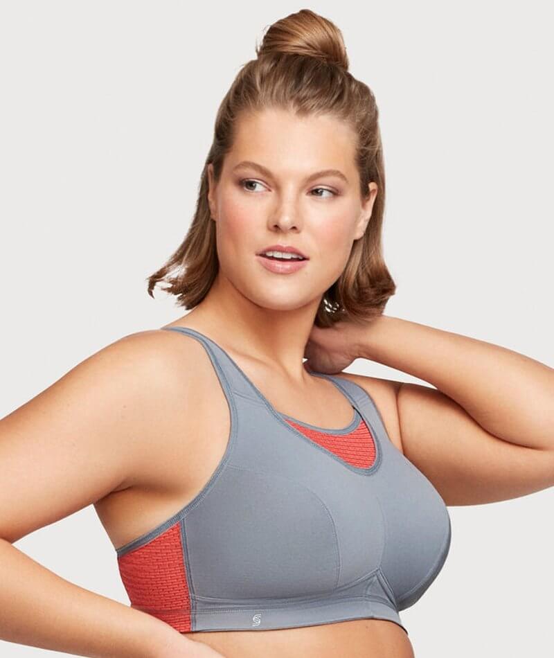 Glamorise No-Bounce Camisole Elite Sports Bra - Gray/Coral Bras