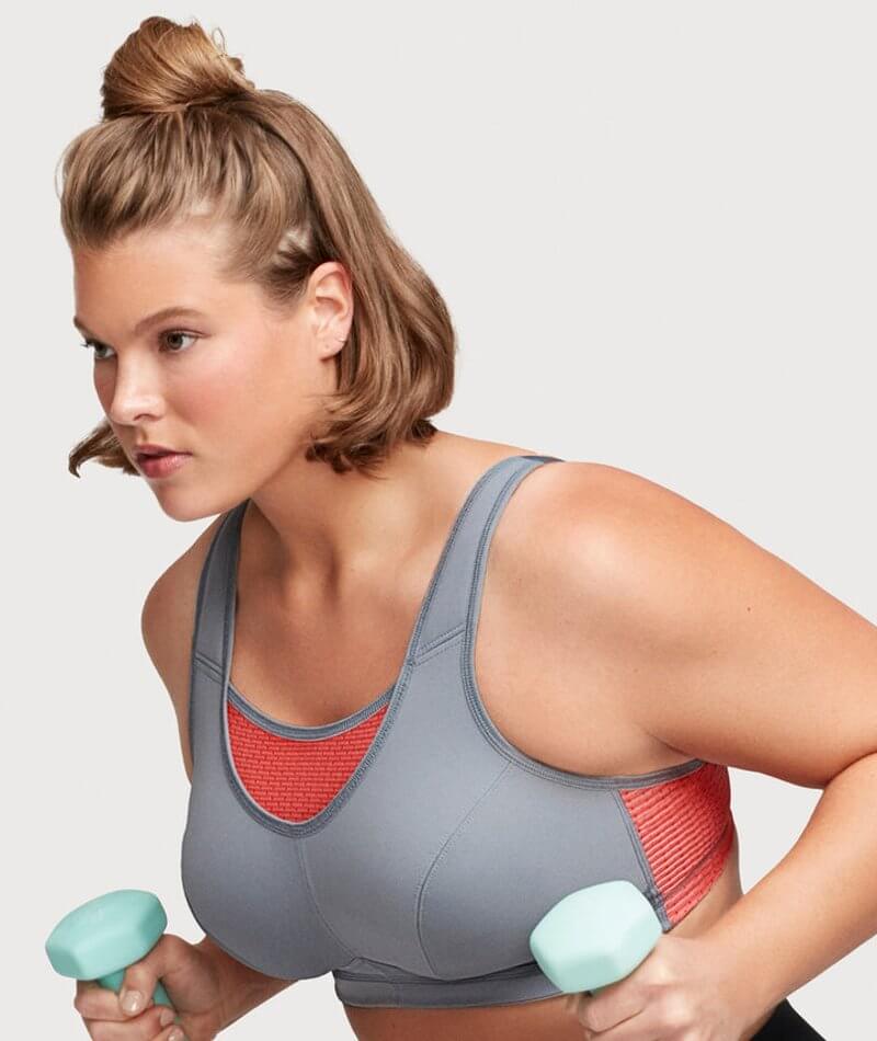 Glamorise No-Bounce Camisole Elite Sports Bra - Gray/Coral Bras