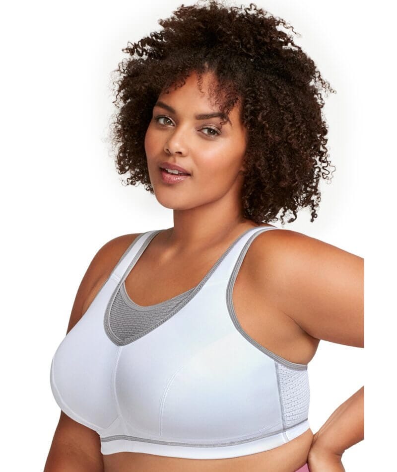 Glamorise No-Bounce Camisole Elite Wire-free Sports Bra - White/Gray Bras