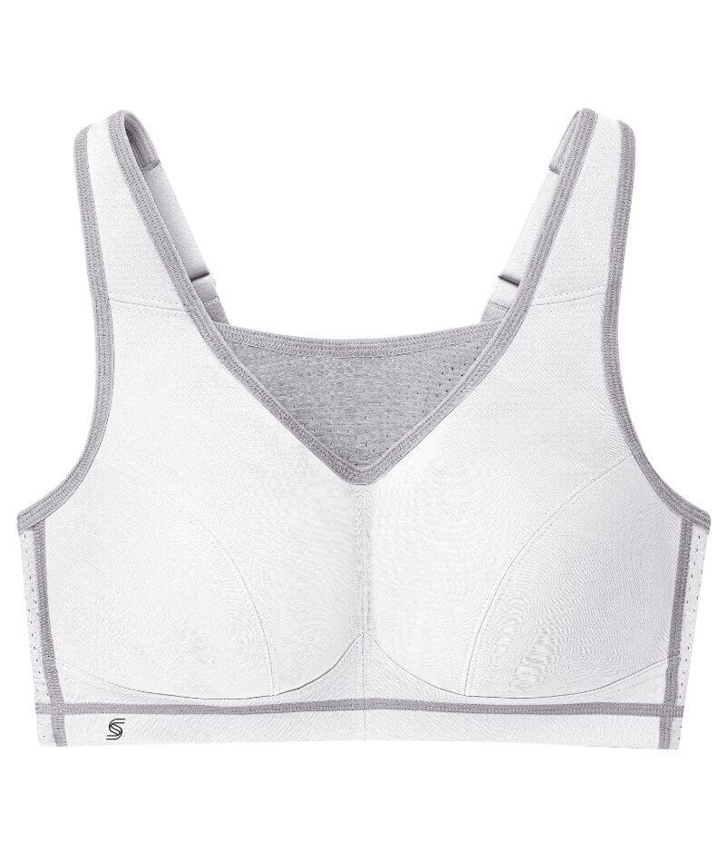 Glamorise No-Bounce Camisole Elite Wire-free Sports Bra - White/Gray Bras