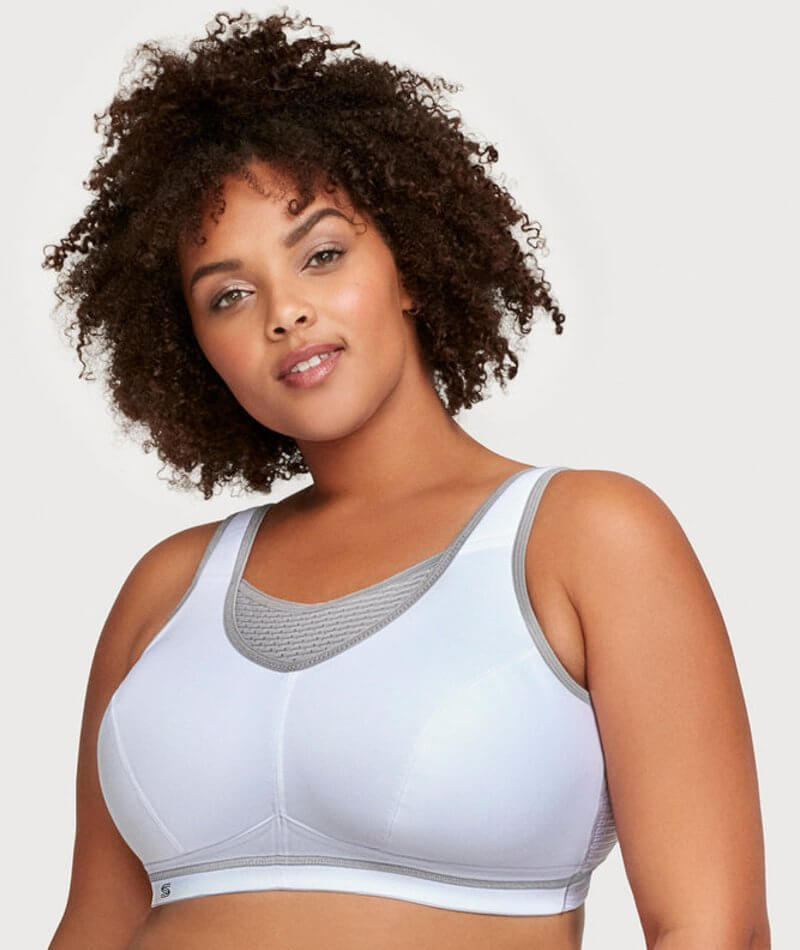 Glamorise No-Bounce Camisole Elite Sports Bra - White/Gray Bras
