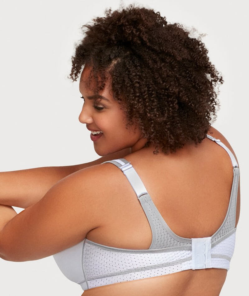 Glamorise No-Bounce Camisole Elite Sports Bra - White/Gray Bras