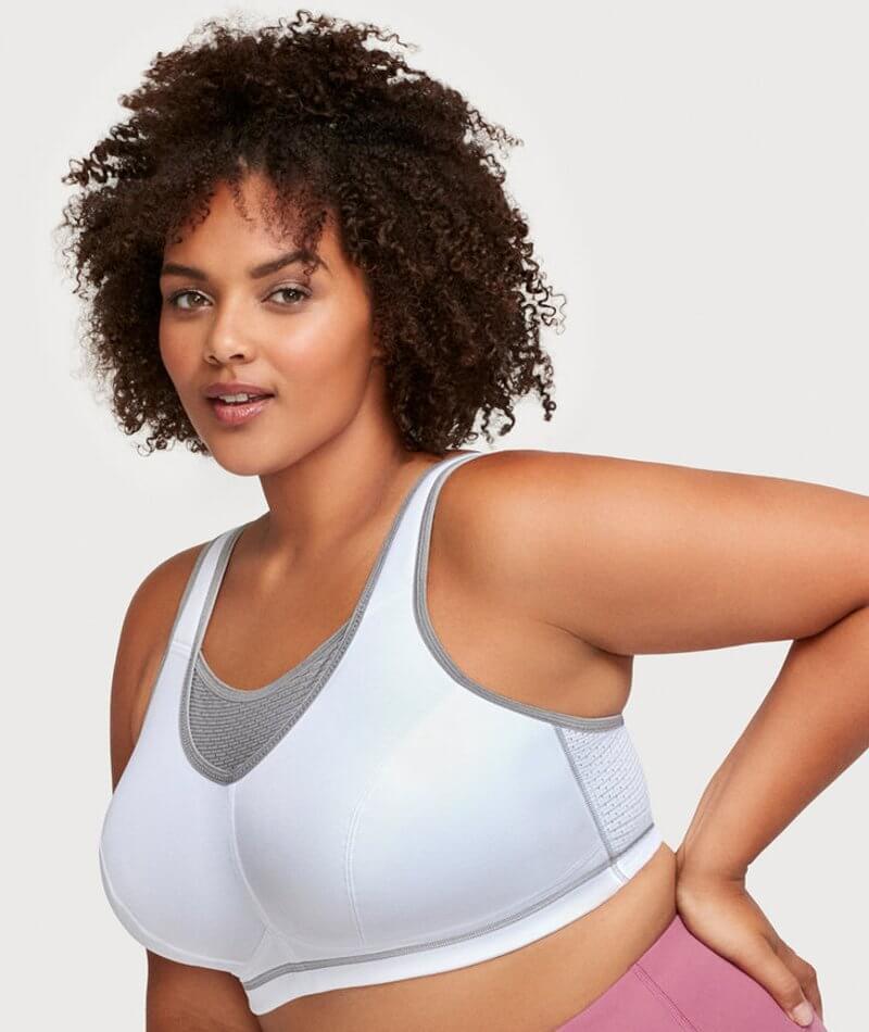 Glamorise No-Bounce Camisole Elite Sports Bra - White/Gray Bras
