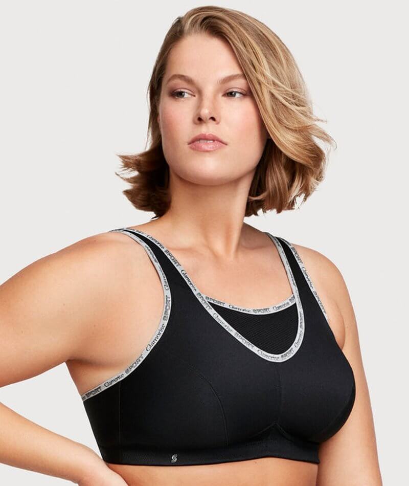 Glamorise No-Bounce Camisole Wire-free Sports Bra - Black - Curvy Bras