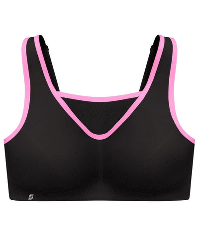 Glamorise No-Bounce Camisole Wire-free Sports Bra - Black/Pink Bras