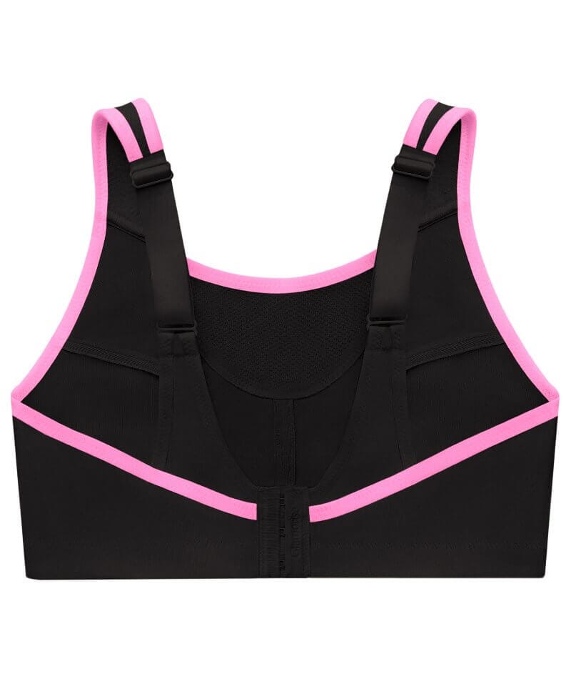 Glamorise No-Bounce Camisole Wire-Free Sports Bra - Black/Pink - Curvy