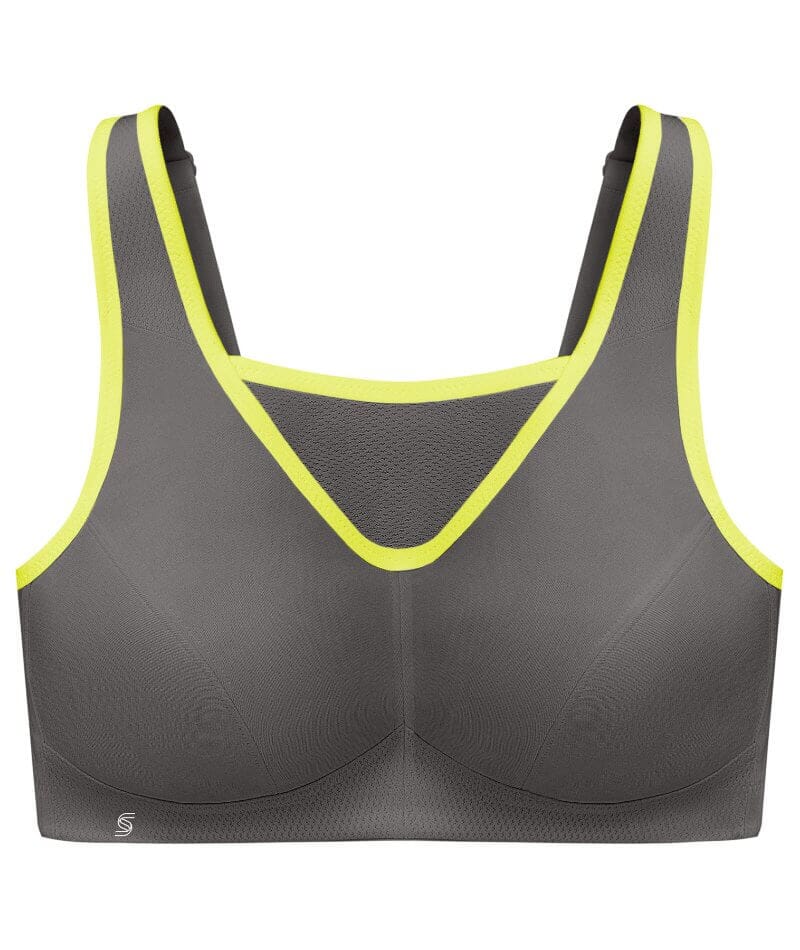 Glamorise No-Bounce Camisole Wire-free Sports Bra - Gray/Yellow Bras