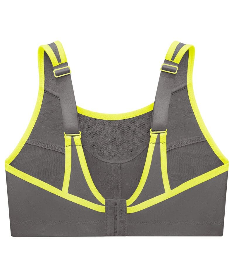 Glamorise No-Bounce Camisole Wire-free Sports Bra - Gray/Yellow - Curvy Bras