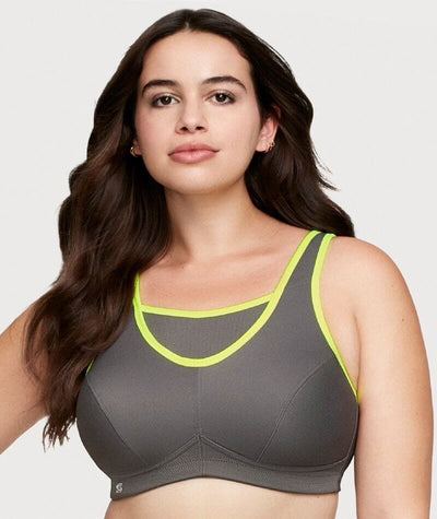 Glamorise No-Bounce Camisole Wire-free Sports Bra - Gray/Yellow Bras