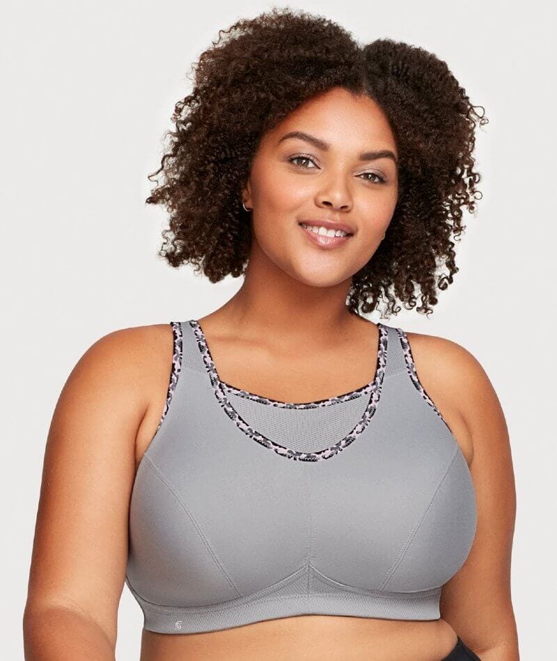 GLAMORISE 1006 Soft Gray No-Bounce Camisole Support Bra Womens