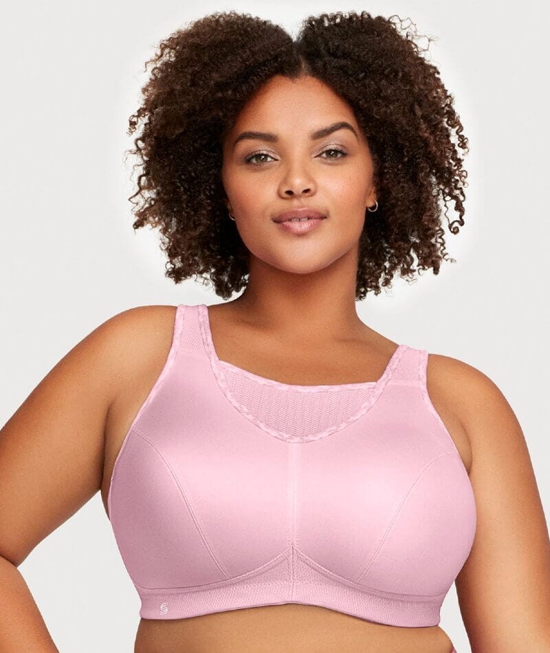 Glamorise No Bounce Camisole Wire free Sports Bra Parfait Pink Curvy Bras