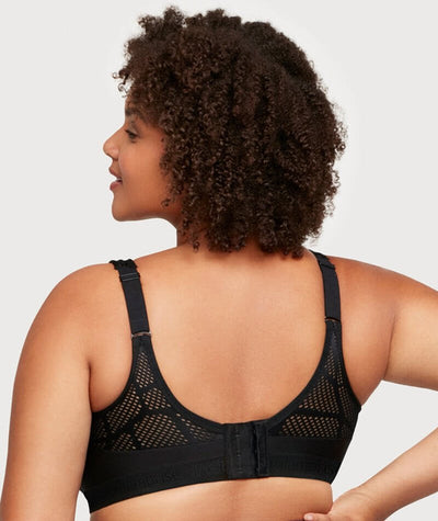 Glamorise No-Sweat Mesh Sports Bra - Black Bras