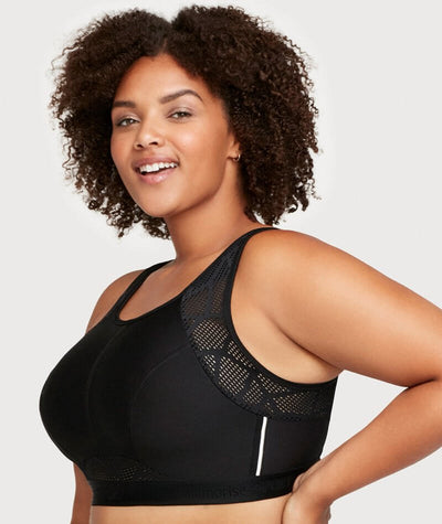 Glamorise No-Sweat Mesh Sports Bra - Black Bras