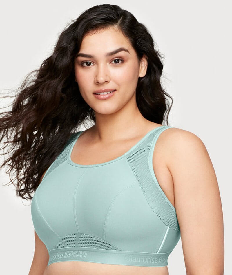 Glamorise No-Sweat Mesh Wire-free Sports Bra - Jade - Curvy Bras