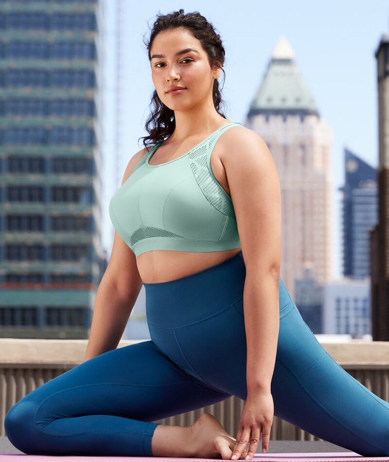 Glamorise No-Sweat Mesh Wire-free Sports Bra - Jade - Curvy Bras