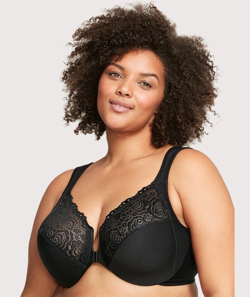 Glamorise WonderWire Front-Closure Bra - Black - Curvy Bras