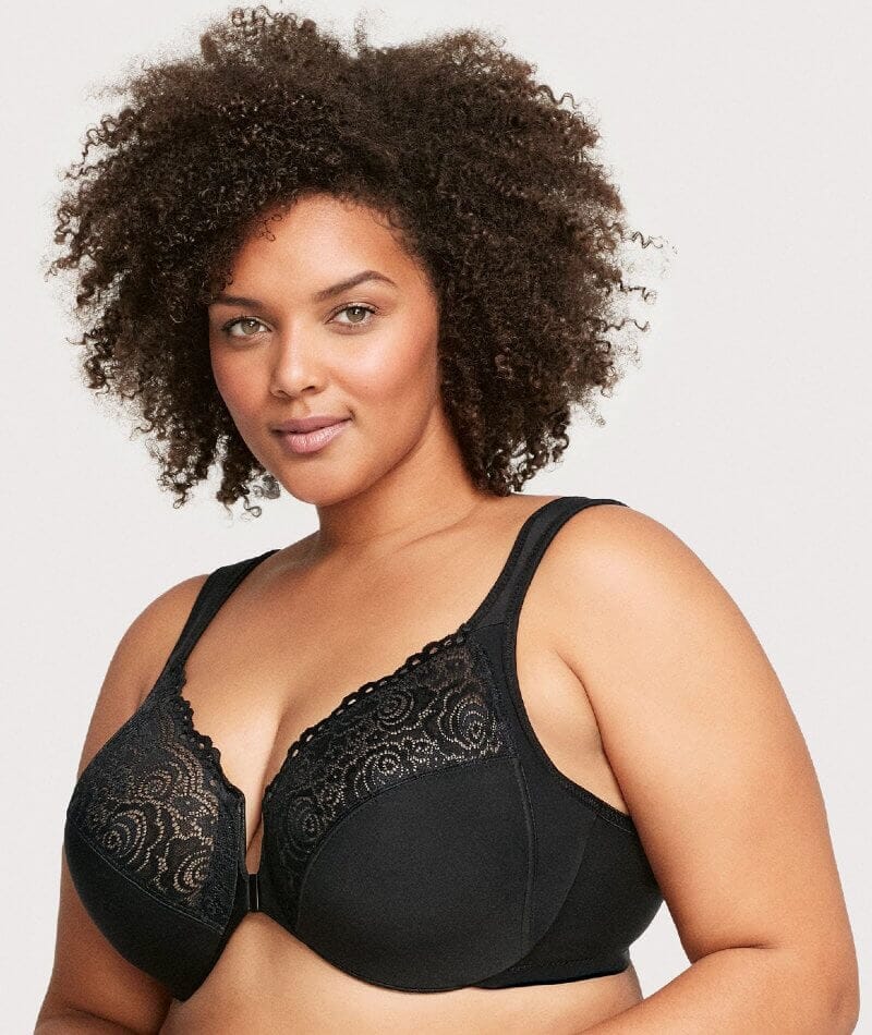 Glamorise WonderWire Front-Closure Bra - Black - Curvy Bras