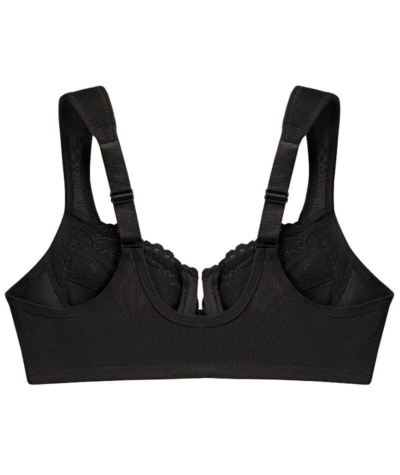 Glamorise WonderWire Front-Closure Bra - Black - Curvy Bras