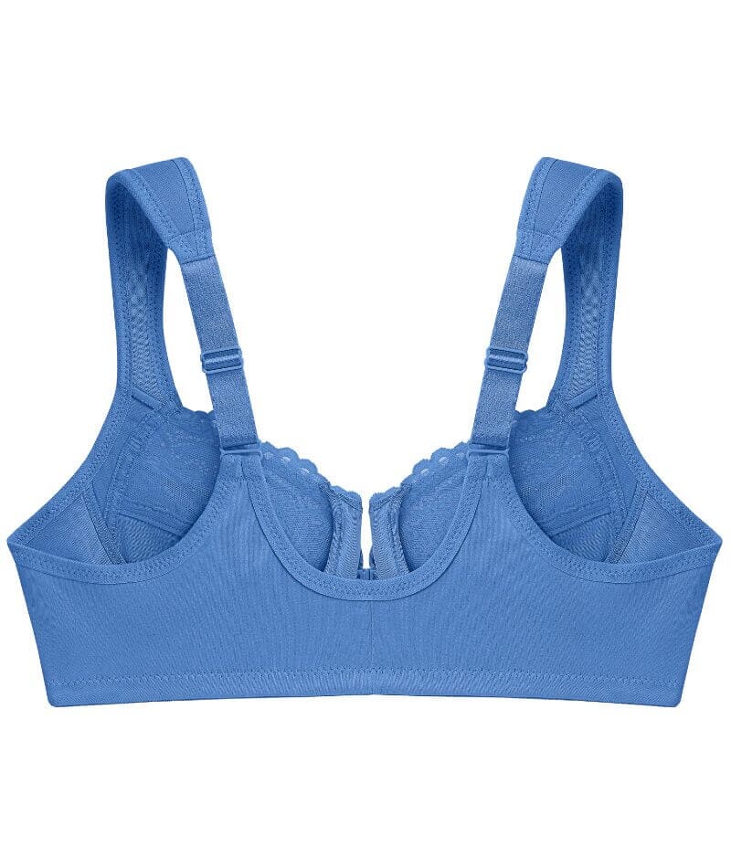 Glamorise WonderWire Front-Closure Bra - Blue - Curvy Bras