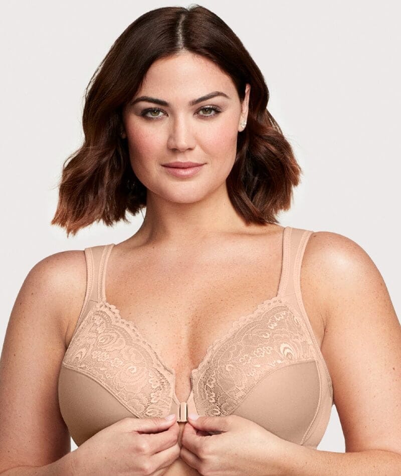 Glamorise Full Figure Plus Size Lacey T-Back Front-Closure, 40% OFF