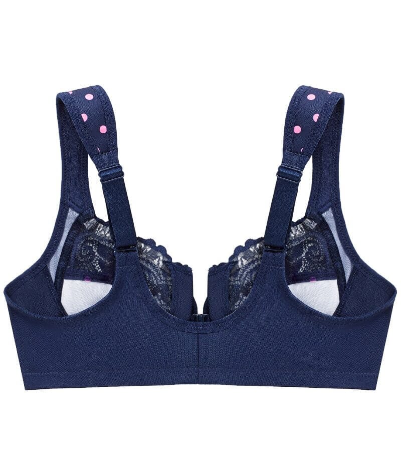 Glamorise WonderWire Front-Closure Bra - Navy Print Bras 