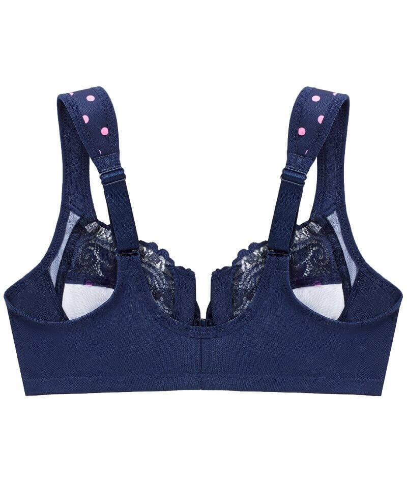 Glamorise WonderWire Front-Closure Bra - Navy Print - Curvy