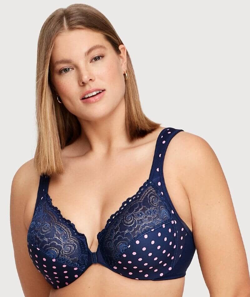 Glamorise WonderWire Front-Closure Bra - Navy Print Bras 